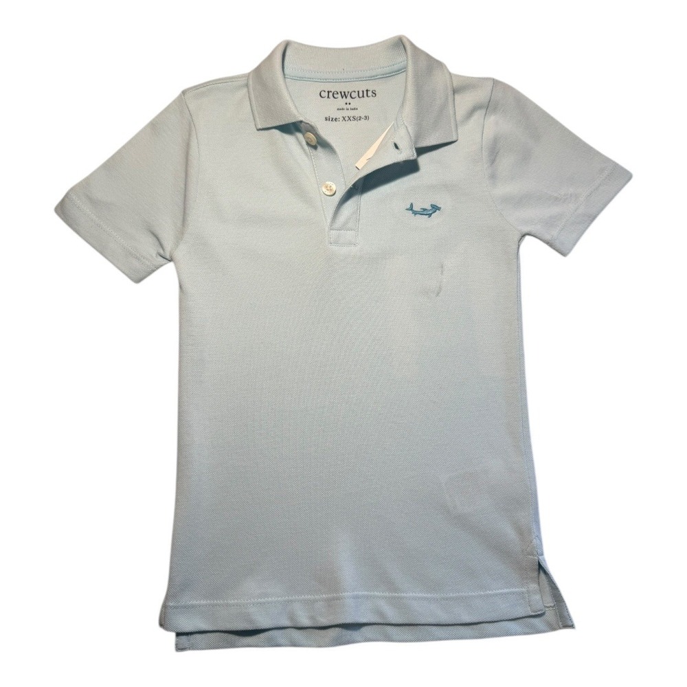 Crewcuts Light Blue Short‎ Sleeve Polo Shirt Airplane Embroidery Size XXS 2T 3T
